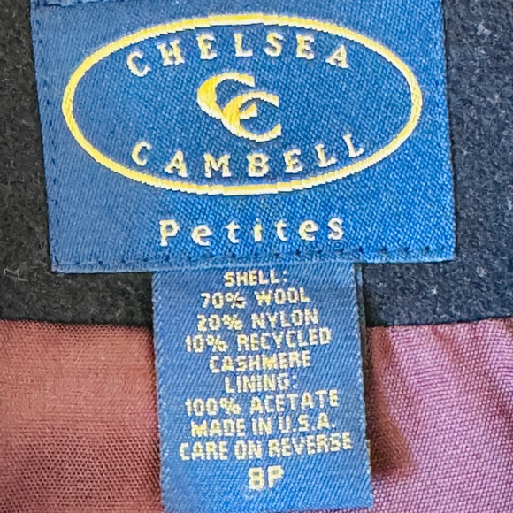 Chelsea Cambell Navy Blue Woolen Blazer Jacket Size 8 Petite - Picture 3 of 6